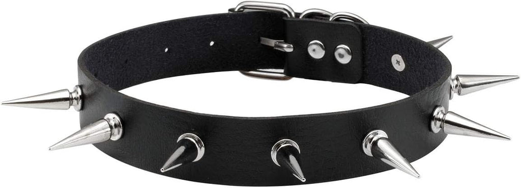 Eigso Vintage Punk Goth Studded Rivet Pu Leather Collar Choker Necklace with Spikes Adjustable