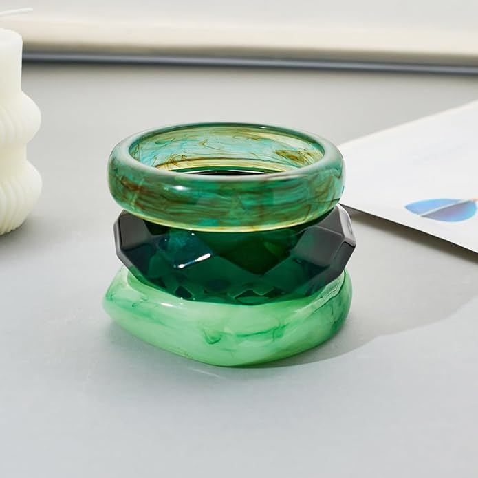 LILIE&WHITE 3 PCS Acrylic Resin Bracelet For Women Trendy Chunky Bangle Bracelets Fashion Colorful Bracelet Jewelry Gift