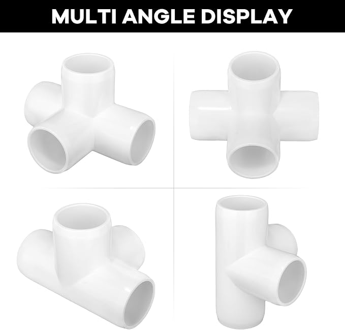 4 Way PVC Fittings 3/4 Inch, Furniture Grade Pipe Connector Elbow, 4 Way Side - Image 6