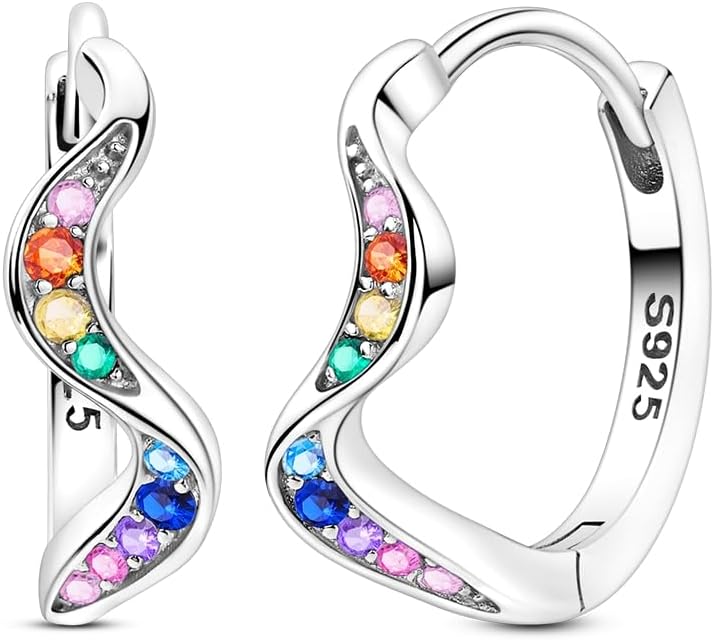 LAZA 925 Sterling Silver Hoop Earrings for Women, Hypoallergenic Huggie Butterfly Dangle Drop Earrings Colorful Flower Earrings Jewelry Gifts