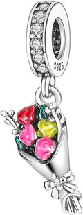 MULA 925 Sterling Silver Charms for Bracelets and Necklaces Family Letters Dangle Pendants Airplane Travel Beads Family Tree Jewelry Charms for Women
