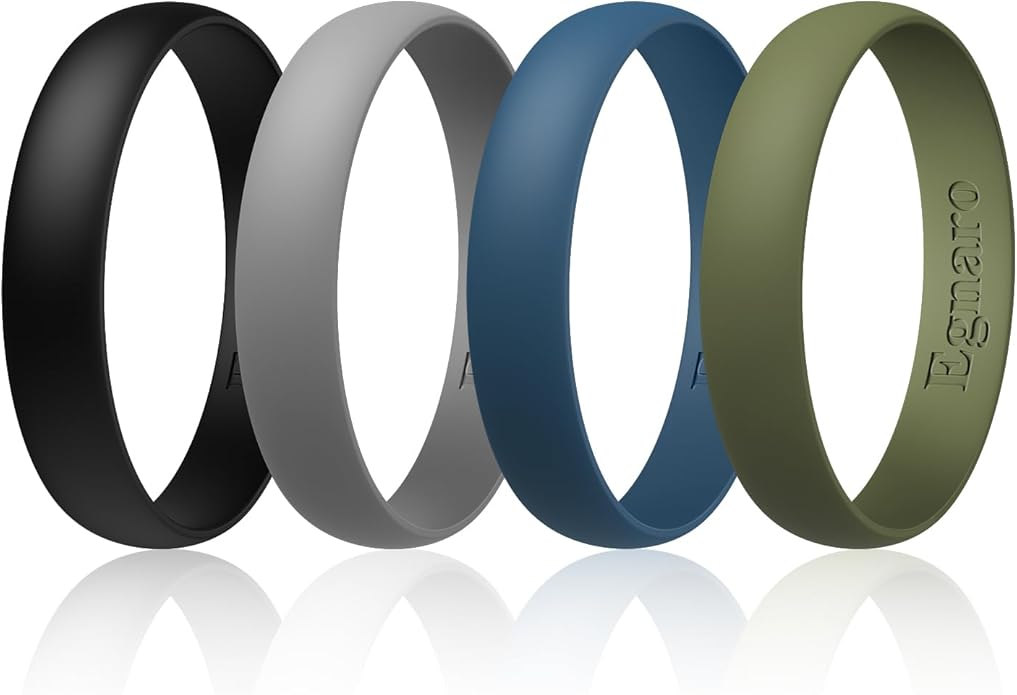 Egnaro Silicone Rings for Her, Rubber Wedding bands for Him, Breathable Engagement thin Unisex Design, Variety Multipack 1-7