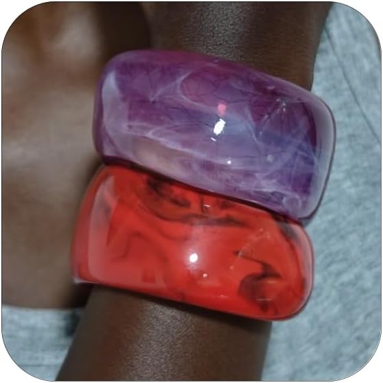 Acrylic Chunky Bangle Bracelets for Women, Irregular Acrylic Resin Bangle Geometric Cuff Wide Statement Jewelry Set