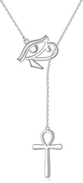 Long Necklace Sterling Silver Larait Bar Y Lariat Long Chain Drop Adjustable Necklace Gift for Her, 30"