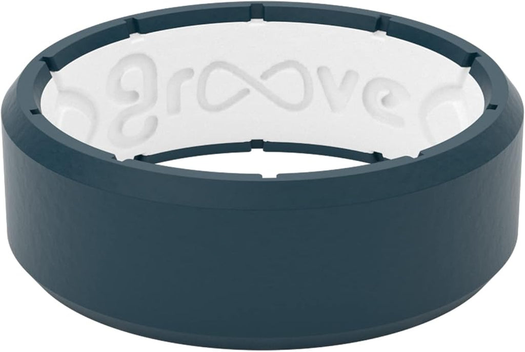 Groove Life Edge Silicone Ring - Breathable Rubber Wedding Rings for Men, Unique Design, Comfort Fit Ring