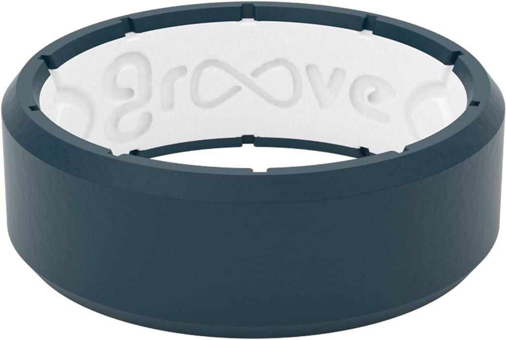 Groove Life Edge Silicone Ring - Breathable Rubber Wedding Rings for Men, Unique Design, Comfort Fit Ring