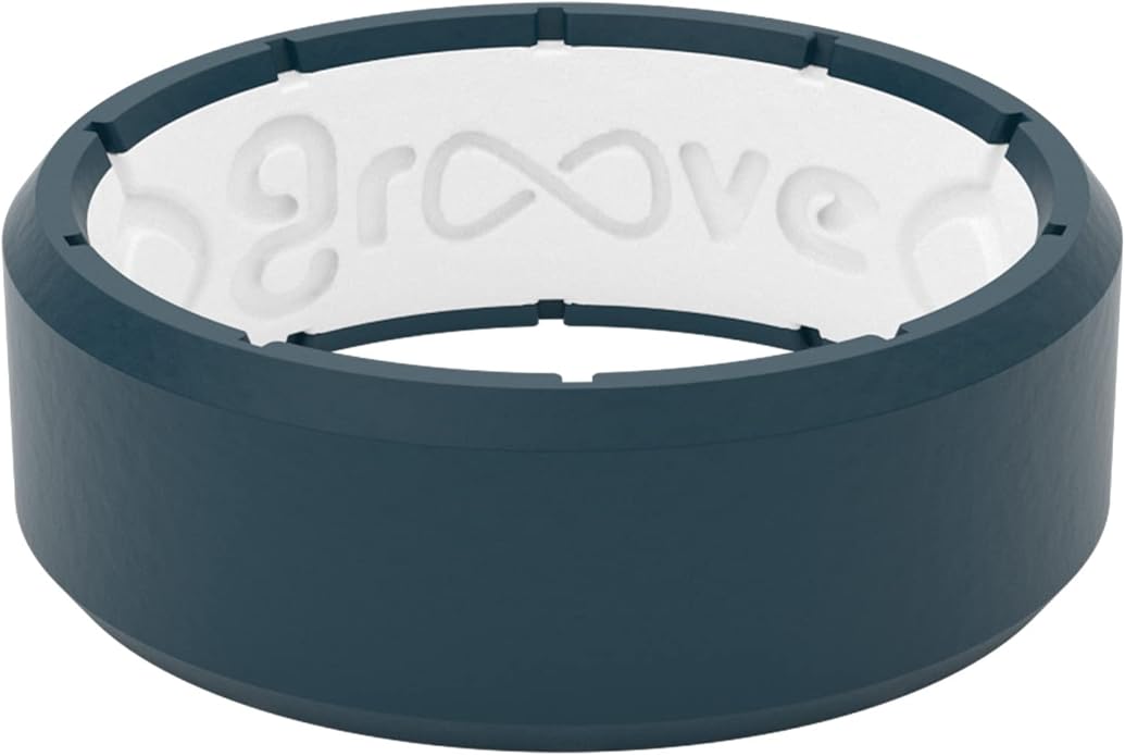 Groove Life Edge Silicone Ring - Breathable Rubber Wedding Rings for Men, Unique Design, Comfort Fit Ring