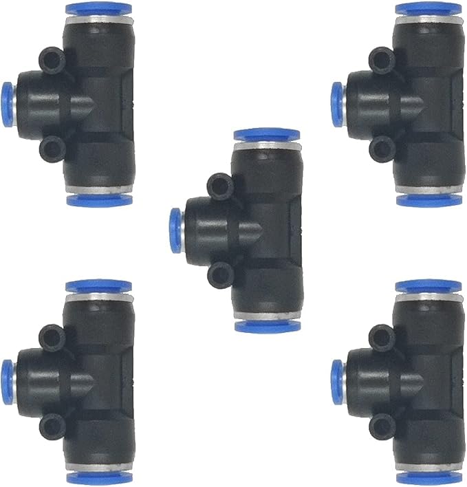 zjxed 5 Pcs 3/8" x 1/4"x 3/8" Pneumatic T Shaped 3 Way Tube Reducer Connector by ROZESAZZ