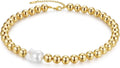 Natural Freshwater Baroque Pearl Necklace 14K Gold Plated Dainty Choker Necklace for Women Girls Snake Chain/Cuban Link/Paperclip/Ball Beaded Chain/Tennis Chain Fashion Jewelry for Gift
