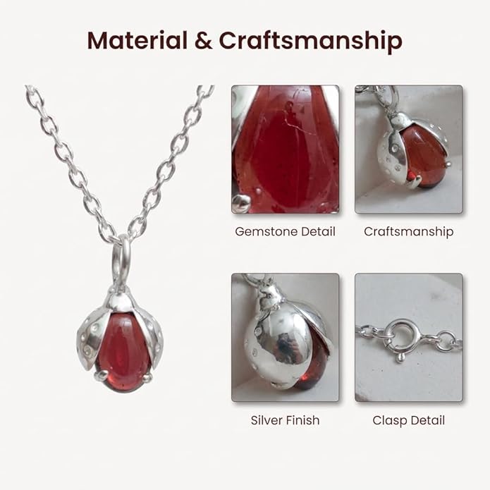925 Sterling Silver Animal Pendant Necklace Collection for Women | Handmade Natural Gemstone Jewelry | Cat, Bee, Turtle & Bug Designs | Hypoallergenic Silver Necklace Gift for Her