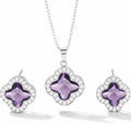 Four Leaf Clover Necklace and Earrings Set for Women, Clover Jewelry Set with Pendant Necklace and Stud Earrings, Brilliant Cubic Zirconia, Polished Metal Setting, Hypoallergenic, & Lightweight