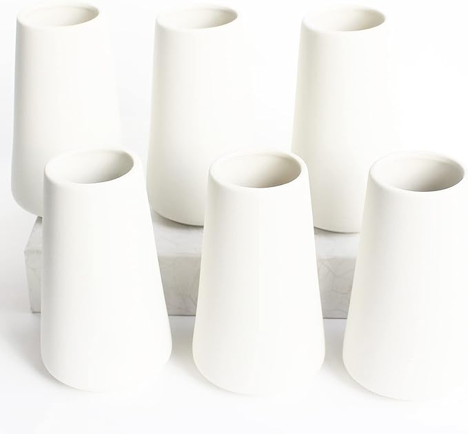YANLING 6 Pack White Ceramic Vases by YANLING