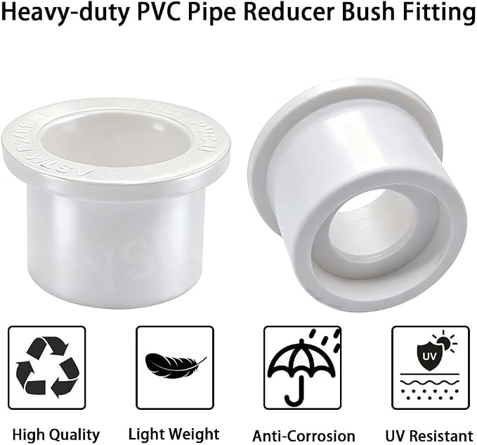 YSIL 10Pack 1-1/2" X 1/2" PVC Reducer Bushing Fitting | PVC Pipe Reducer Bush - Image 4