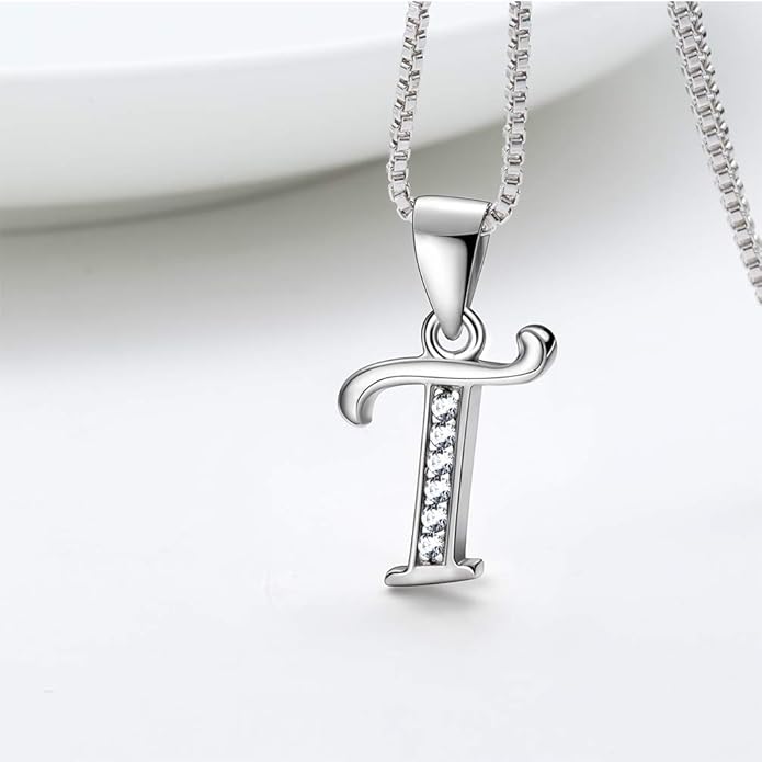 Aurora Tears Letter Necklace Initial 925 Sterling Silver Alphabet Pendant Crystal Name Gift Women Cubic Zirconia Jewelry