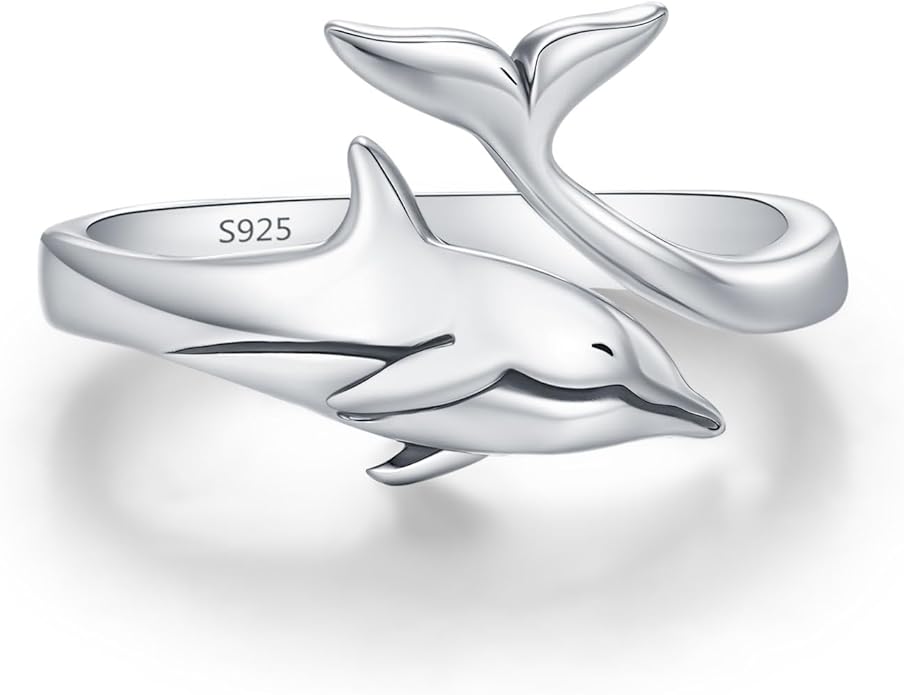Adjustable Rings 925 Sterling Silver Jewelry Witch Hat Fox Dolphin Butterfly Dragonfly Spoon Ring Gifts for Women Men Lover Anniversary Birthday Graduation Christmas Valentine's Day Mother's Day