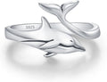 Adjustable Rings 925 Sterling Silver Jewelry Witch Hat Fox Dolphin Butterfly Dragonfly Spoon Ring Gifts for Women Men Lover Anniversary Birthday Graduation Christmas Valentine's Day Mother's Day
