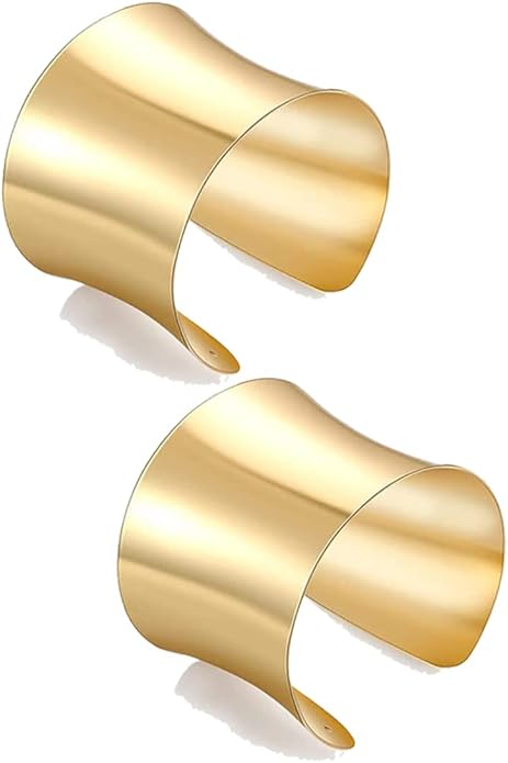 FIRAZIO 2-8 Pcs Cuff Bangle Bracelet for Women Open Wide Wire Bracelets Golden Wrist Cuff Wrap Bracelet Adjustable