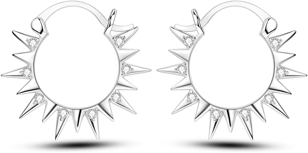 Parmuz 925 Sterling Silver Huggie Hoop Earrings Butterfly Posts Thick Chunky Hoops for Women Small Tiny cuff Cubic Zirconia Snake Heart Earring