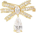 Bow Knot Pin Rhinestone Crystal Pearl Brooch 18k Gold Plated Lapel Pin Birthday Jewelry Gift for Women Men