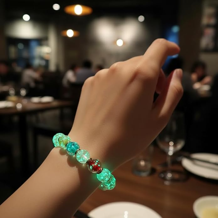 Handmade Glow-in-the-Dark Beaded Bracelet, Luminous Wrist Accessory, Fashion Bracelet for Women, Ideal Gift for Night Events, Parties & Birthdays