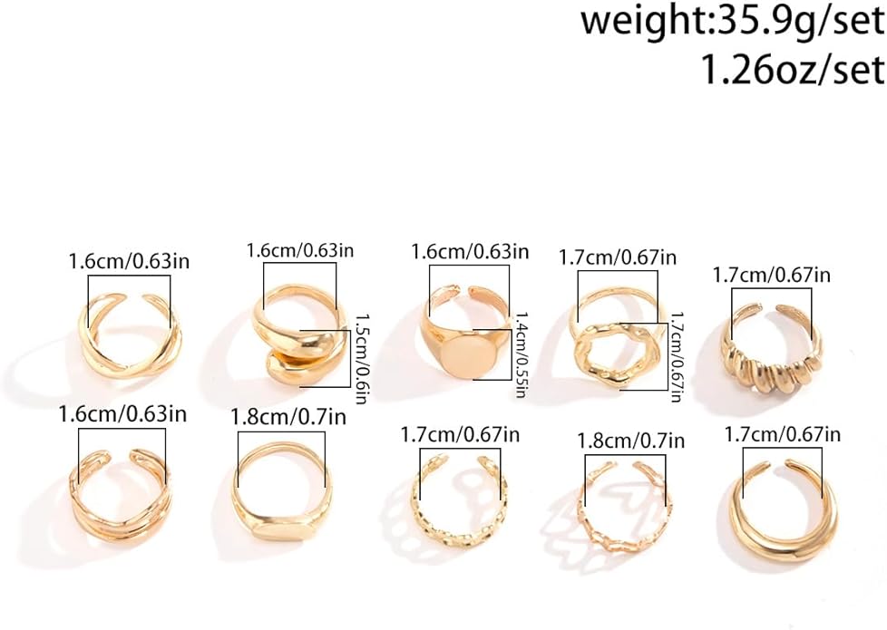 MIFYNN Chunky Gold Rings for Women Gold Silver Adjustable Thick Ring Fashion Statement Ring Open Dome Ring Chunky Silver Rings Geometric Curved Minimalist Simple Rings