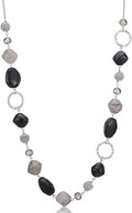 BULINLIN Beaded Long Necklace for Women Silver Sweater Chain Necklace with Crystal Resin Beads, Fashion Jewelry Necklace