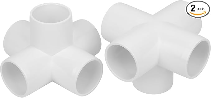 2Pack 1-1/4" Tee PVC Pipe Fitting 5 Way Elbow Connector Furniture Grade SCH40 by Lswteiz