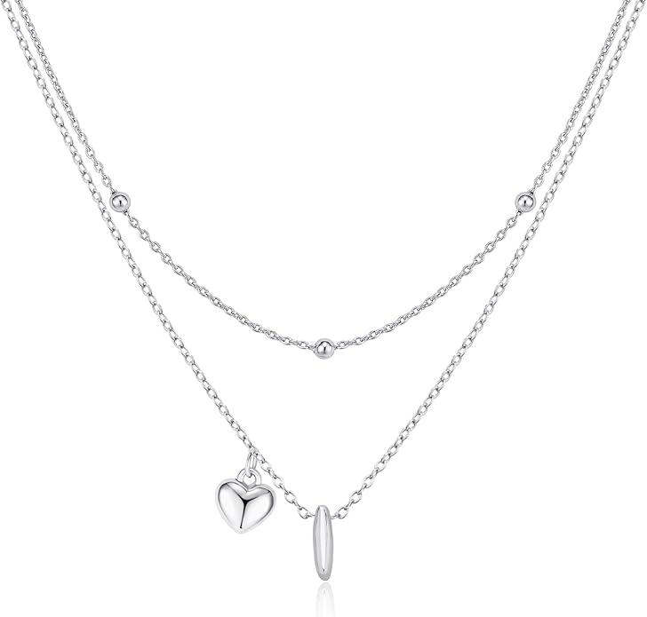 adoyi Valentines Day Gifts for Women Hers Dainty 14K Gold Plated Heart Initial Necklaces Layered Letter A-Z Pendant Necklace Stack Trendy Jewelry Birthday Valentines Day Gifts for Women Jewelry