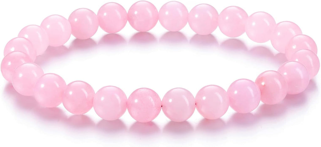 Jovivi Crystal Bracelets for Women Men - 8mm Handmade Natural Semi Precious Gemstone Beaded Bracelets, Round Stone Beads Stretch Bracelet, Healing Yoga Bracelets Jewelry Gifts