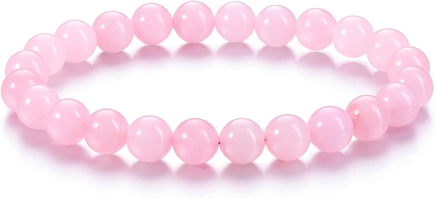 Jovivi Crystal Bracelets for Women Men - 8mm Handmade Natural Semi Precious Gemstone Beaded Bracelets, Round Stone Beads Stretch Bracelet, Healing Yoga Bracelets Jewelry Gifts