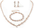 Unicra Bride Crystal Necklace Earrings Set Bridal Wedding Jewelry Sets Rhinestone Choker Necklace Costume Jewelry Set for Women and Brides (3 piece set - 2 earrings and 1 necklace)