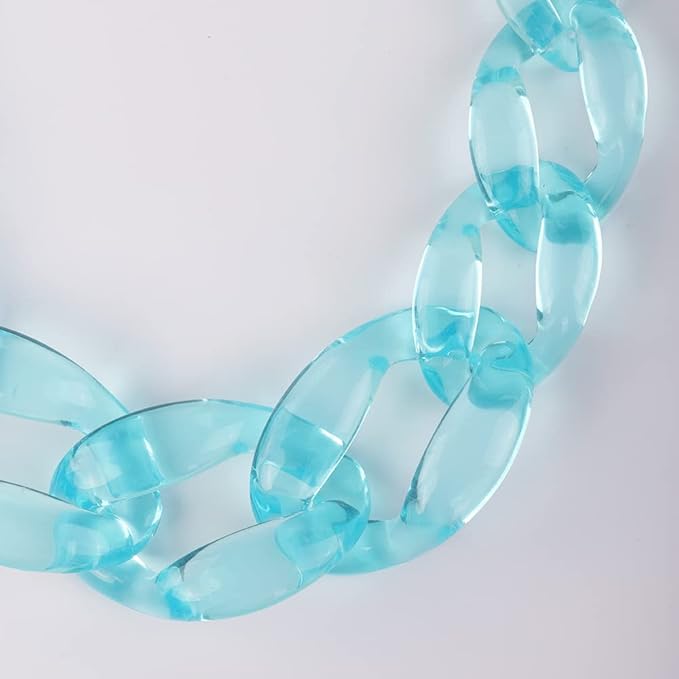 Wiwpar Acrylic Choker Necklace Statement Chunky Fashion Acrylic Necklace Colorful for Women (Lake green)