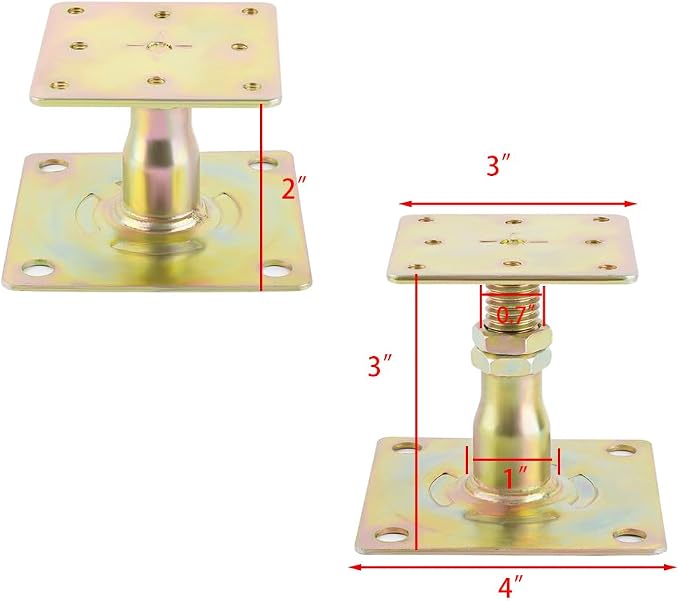4 Pack Adjustable Floor Jack, Mini Screw Jack, Post Floor Joist Jacks, - Image 2