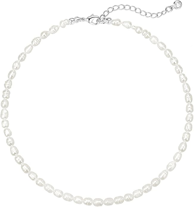 Zeffy Pearl Necklace 4MM/6MM/8MM Dainty Round Imitation Pearl Choker Necklace Wedding Pearl Necklace Delicate Jewelry for Women Simple Bridesmaid Jewelry Gifts