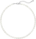 Zeffy Pearl Necklace 4MM/6MM/8MM Dainty Round Imitation Pearl Choker Necklace Wedding Pearl Necklace Delicate Jewelry for Women Simple Bridesmaid Jewelry Gifts