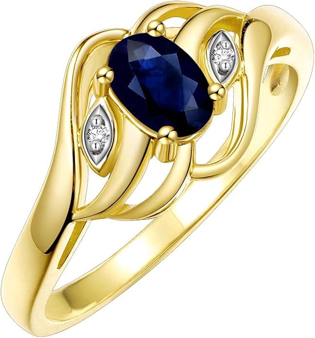 Rylos Ring featuring Classic Style, 6X4MM Birthstone Gemstone, & Diamonds - Elegant Jewelry for Women in Sterling Silver, Sizes 5-10
