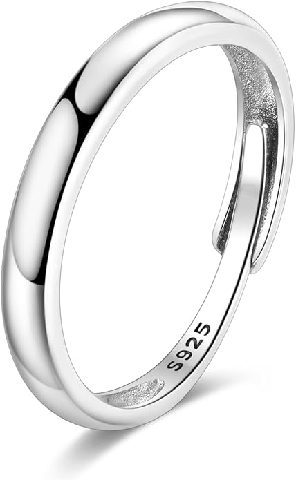 Parmuz 925 Sterling Silver Adjustable Ring for Woman Stackable Open Lucky Ring Eternity Bands Dainty CZ Statement Engagement