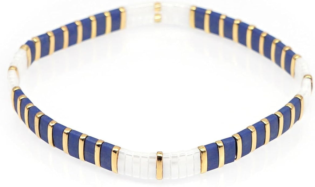 Sonateomber Tila Flat Beaded Stretch Bracelets for Women, Trendy Unique Colorful Square Beads Handmade Stack Bracelet Friendship Accessories Fashion Jewelry Gift