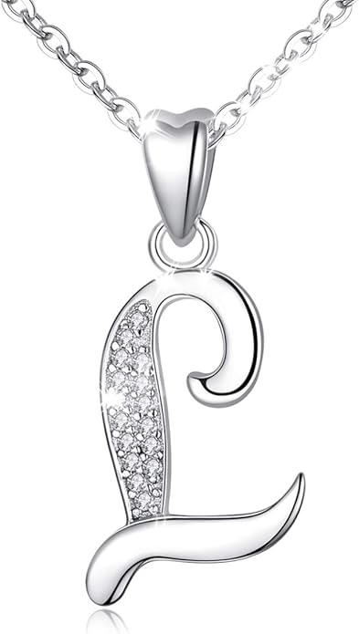 AEONSLOVE 925 Sterling Silver Initial Necklaces for Women, 26 Letters Pendants Necklace Gift for Mother, Daughter, Wife, 18 Inch Chain