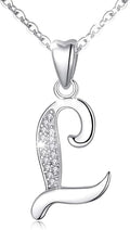 AEONSLOVE 925 Sterling Silver Initial Necklaces for Women, 26 Letters Pendants Necklace Gift for Mother, Daughter, Wife, 18 Inch Chain