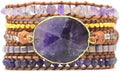 YGLINE Boho Handmade Wrap Leather Tube Crystal Stone Bracelet for Women