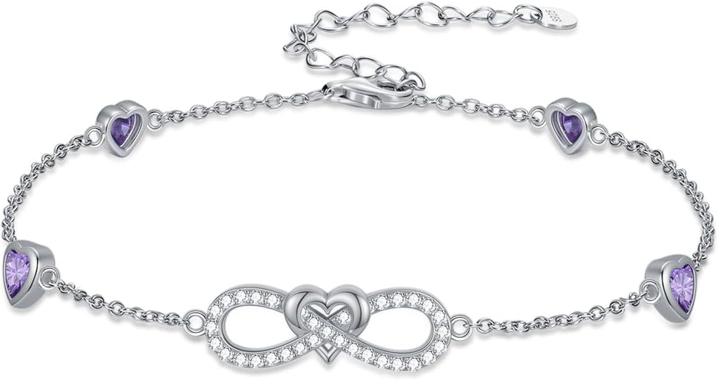 Infinity Love Heart/Claddagh Bracelet for Women 925 Sterling Silver Charm Link Bracelet Adjustable Valentine’s Day Jewelry Gift for Her