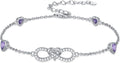 Infinity Love Heart/Claddagh Bracelet for Women 925 Sterling Silver Charm Link Bracelet Adjustable Valentine’s Day Jewelry Gift for Her