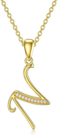 14k Gold Initial Necklace for Women, Solid Gold Moissanite Letter Pendant Necklaces Jewelry for Her Birthday Valentines Day Gifts for Mom Wife Christmas Gifts for Girlfriend Sister