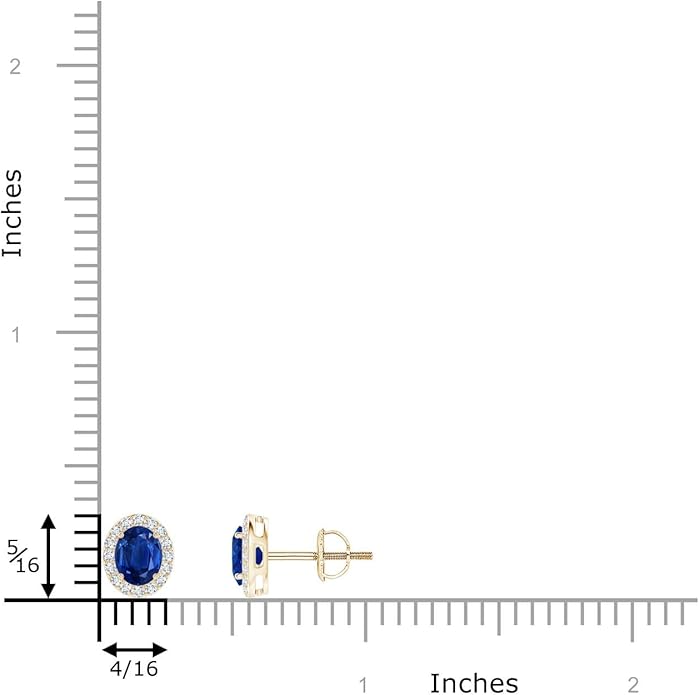 ANGARA Natural Blue Sapphire Earrings for Women | Prong-Set Oval Blue Sapphire Stud Earrings with Diamond Halo in 14K Solid Gold/Platinum | September Birthday, Anniversary, Gemstone Jewellery Gift