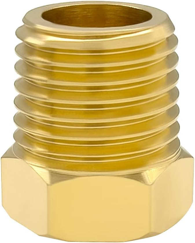 Hooshing 12PCS Brass Pipe Fittings 1/4" NPT Male Outer Hex Head Pipe Plug - Image 4