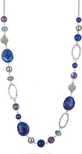 BULINLIN Beaded Long Necklace for Women Silver Sweater Chain Necklace with Crystal Resin Beads, Fashion Jewelry Necklace