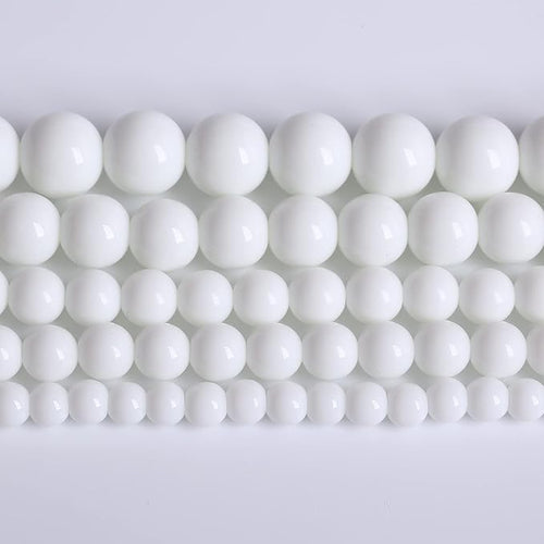 120PCS 6mm Natural White Porcelain Agates Stone Round Beads for Jewelry Making Spacer Loose Spacers Beads DIY Bracelets 32" 2 Strand