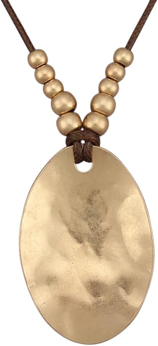 Boho Leather Necklace Women Bohemian Brown Circle Pendant Necklace Choker Long Necklaces for Women Boho Ring Large Pendant