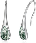 925 Sterling Silver Small Pear-Shaped Modern Style Hook Earrings with Crystals from Austria